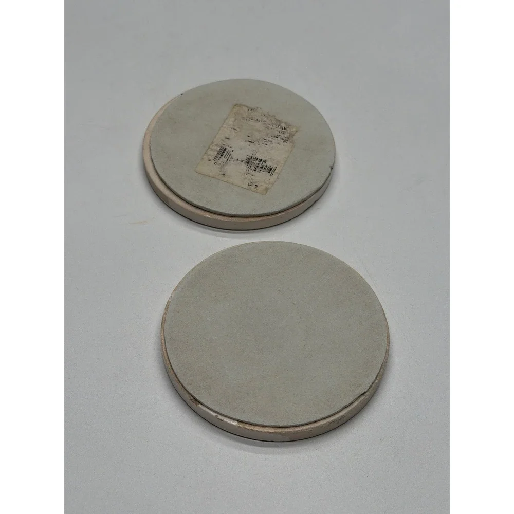 Set of 2 Ceramic‎ Coasters Turkish Tulip Floral Blue White Round Decorative